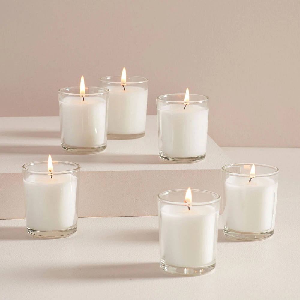 Unscented Wax Glass Votives (Set of 6) | West Elm