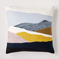 Crewel Landscape Pillow Cover, 20"x20", Desert Sunset