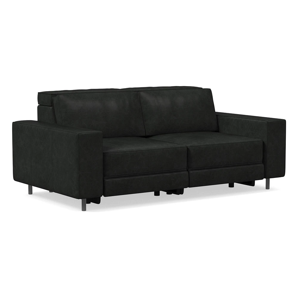 Axel Motion 78" Sofa, Saddle Leather, Nut, Dark Bronze
