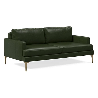 Andes 76.5in Sofa, Saddle Leather Nut, Dark Pewter