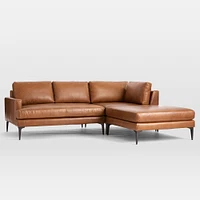 Andes Leather 3-Piece Ottoman Sectional (94"–105") | West Elm