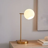 Staggered Glass Table Lamp Antique Brass Milk (20")