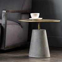 Floating Side Table, Gray, Concrete, Brass