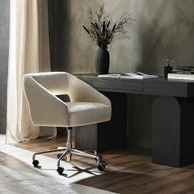 Satsuki Desk Chair-Lisbon Cream-Polished Aluminum