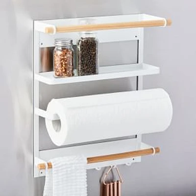 Magnetic Kitchen Organization Rack, White