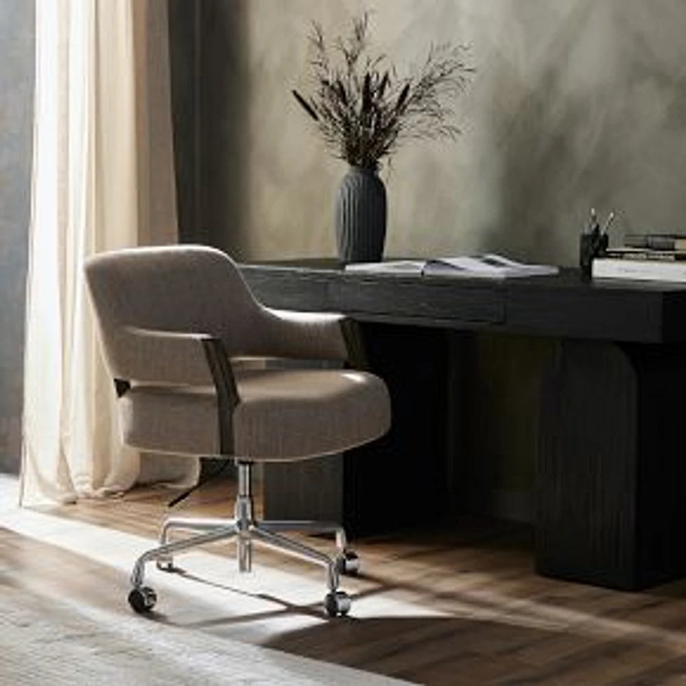 Otieno Desk Chair-Alcala Fawn-Warm Nettlewood-Polished Aluminum