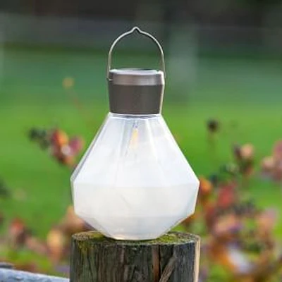 Solar Gem Cut Glass Lantern, Milk