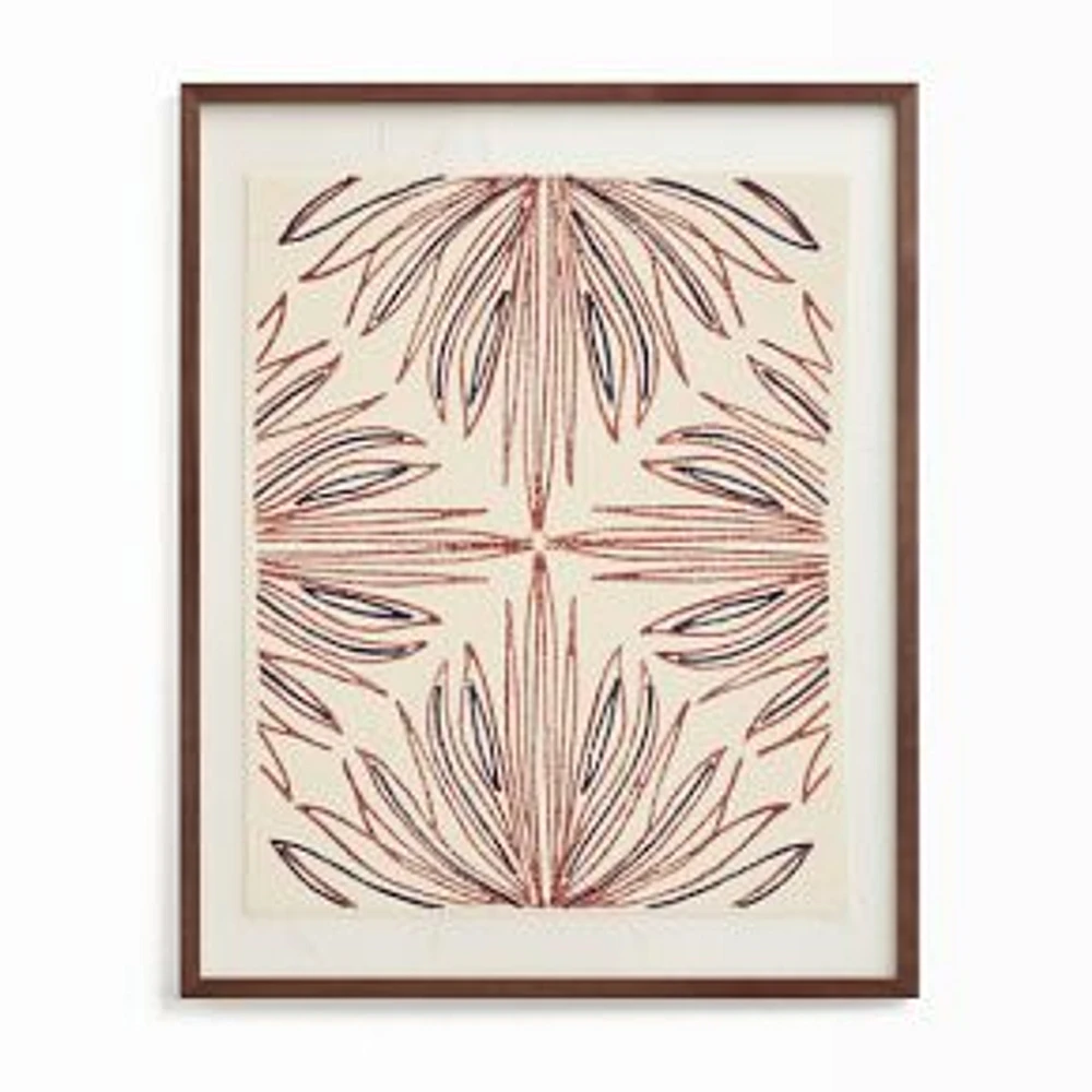 Modern Botanical, Walnut Wood Frame, Textile, 24x30