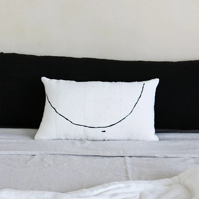 Teta Minimalist Painted Lumbar Pillow, Ivory + Black