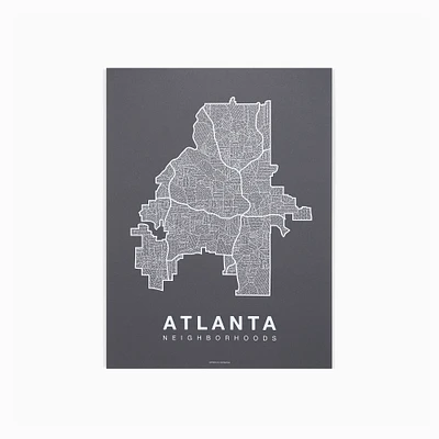 Native Maps, Atlanta, White + Navy