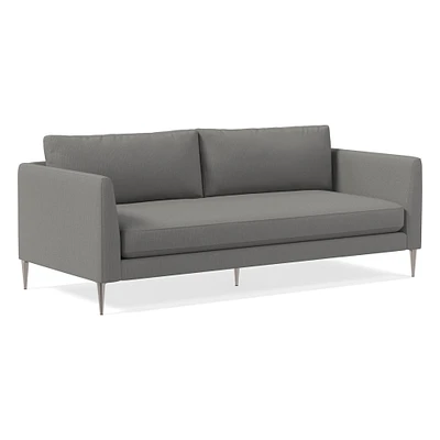 Open Box: Vail Angled Arm Sofa, Poly , Performance Washed Canvas, Storm Gray, Brushed Graphite