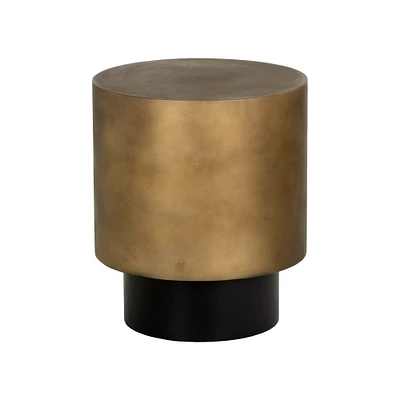 Modern Gold Steel Side Table, Antique Brass, Black