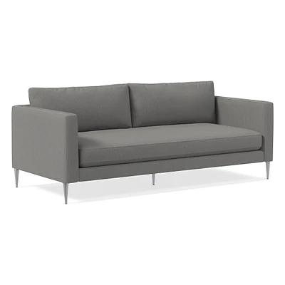 Open Box: Vail Boxed Arm Sofa, Poly , Performance Washed Canvas, Storm Gray, Nickel