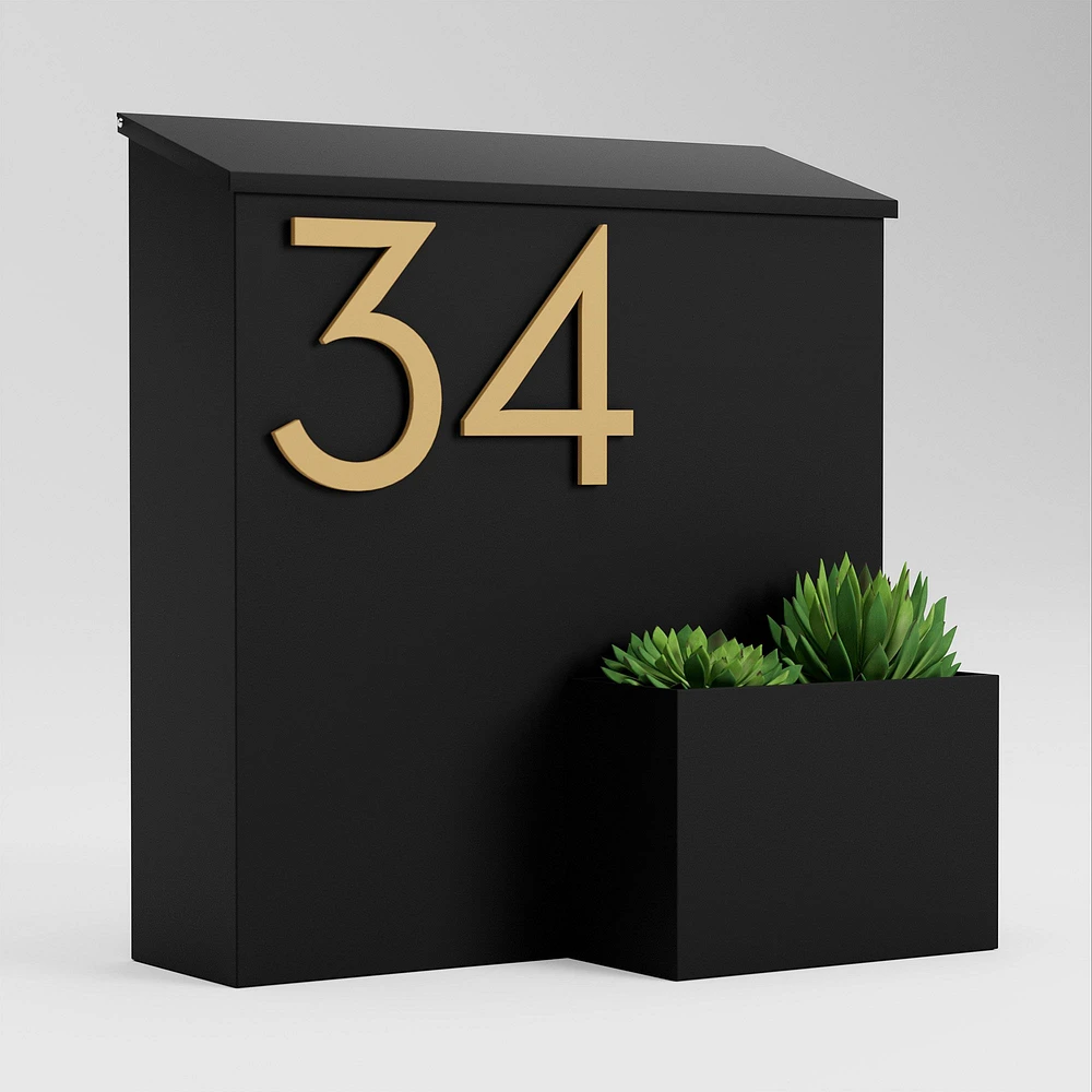 Greetings Wall Mounted Mailbox with Magnetic Wasatch House Numbers, White/Black