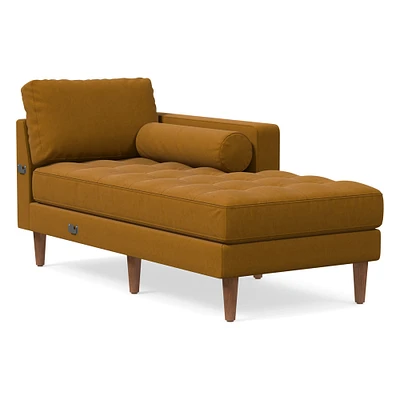 Open Box: Dennes RA Chaise, Down Blend, Velvet, Gold, Walnut