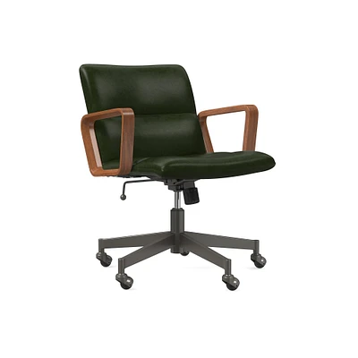 Cooper Mid-Century Office Chair, Saddle Leather, Nut, Cool Walnut and Dark Bronze