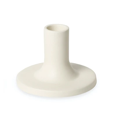 Floral Society Ceramic Taper Holder - White | West Elm