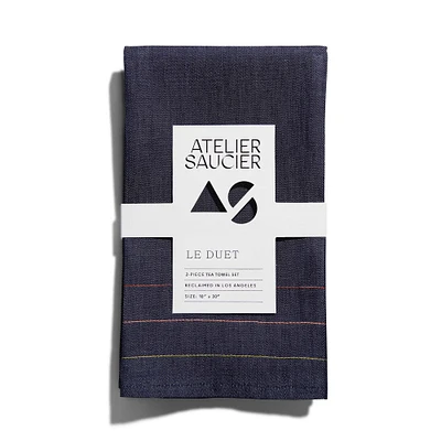 Atelier Saucier Tea Towel Set, Navy, Denim, Set Of 2