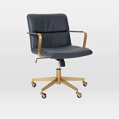 Cooper Mid-Century Office Chair, Saddle Leather, Nut, Dark Bronze