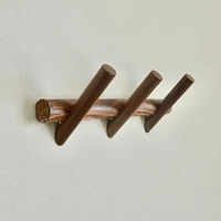 Modern Home Bohemian Style 3-Hook Coat Rack, Small, Wood, Natural