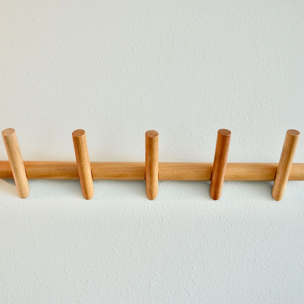 Modern Home Bohemian Style 5-Hook Coat Rack, Large, Wood, Walnut