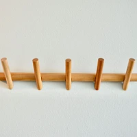 Modern Home Bohemian Style 5-Hook Coat Rack, Large, Wood, Walnut