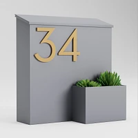 Greetings Wall Mounted Mailbox with Magnetic Wasatch House Numbers, White/Black