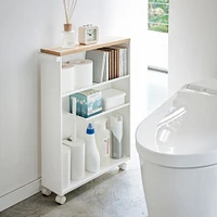 Yamazaki Collection Rolling Slim Bathroom Cart With Handle, White