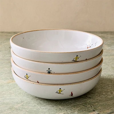 Holiday Skier Stoneware Pasta Bowl Sets | West Elm