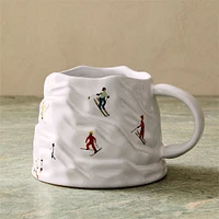 St. Jude Holiday Skiers Stoneware Figural Mug | West Elm