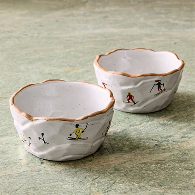 Holiday Skiers Stoneware Nut Bowls (Set of 2) | West Elm