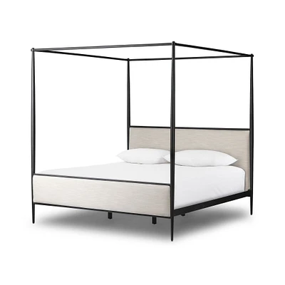 Oralie Canopy Bed-Savoy Parchment-Textured Black Iron-Queen