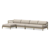 Hargrove Outdoor Sectional, Set 4: Left Arm Sofa + Armless Single Right Chaise Cushion Cover, Canvas, Natural