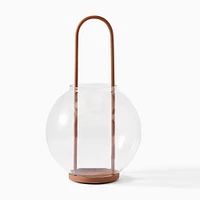 Metal and Glass Globe Lantern, Copper, Small