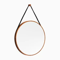 Modern Hanging Round Wall Mirror w/ Leather Strap | West Elm