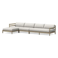 Hargrove Outdoor Sectional, Set 4: Left Arm Sofa + Armless Single Right Chaise Cushion Cover, Canvas, Natural