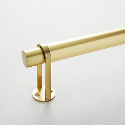 Simple Metal Curtain Rod, Antique Brass, 28"-48"