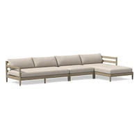 Hargrove Outdoor Sectional, Set 4: Left Arm Sofa + Armless Single Right Chaise Cushion Cover, Canvas, Natural