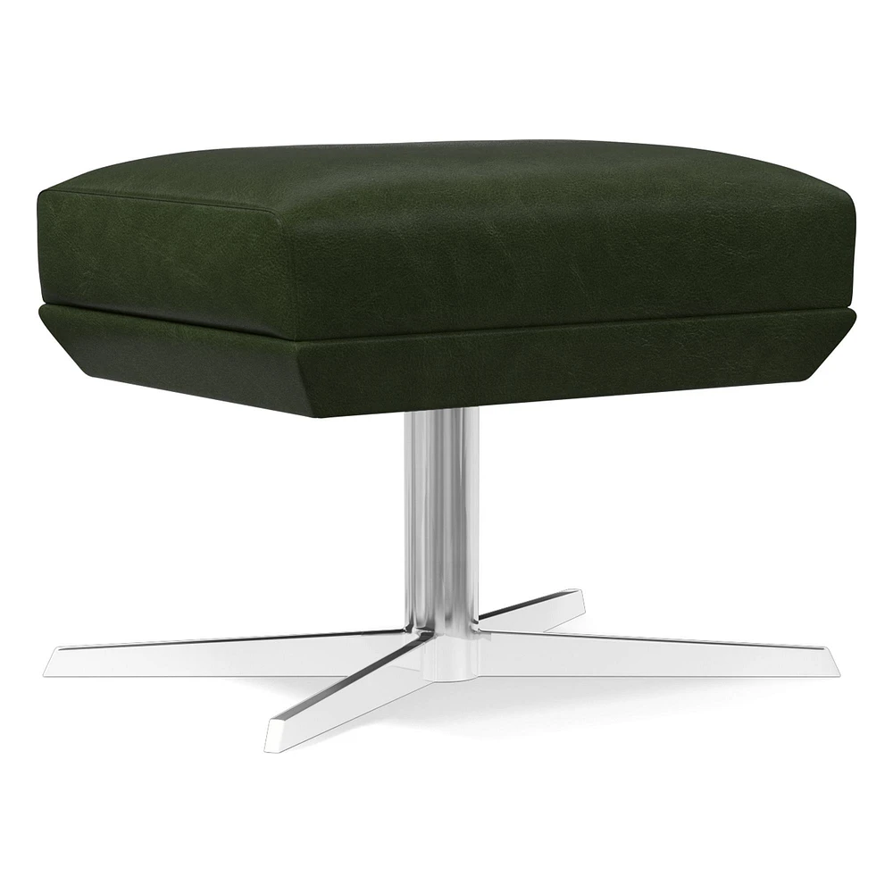 Austin Swivel Ottoman, Poly, Saddle Leather, Nut, Dark Bronze