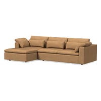 Harmony Modular Leather 2-Piece Sleeper Sectional w/Storage Chaise (123") | West Elm