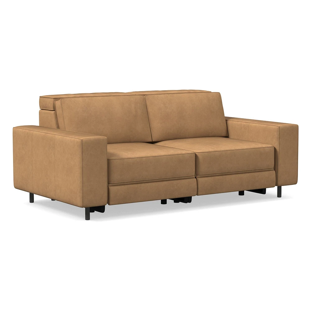 Axel Motion 78" Sofa, Saddle Leather, Nut, Dark Bronze