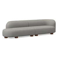 Laurent 122.5" 2-Piece Bumper Sofa, Left-Arm 2 Seater Right-Arm Performance Yarn Dyed Linen Weave, Alabaster, Blonde