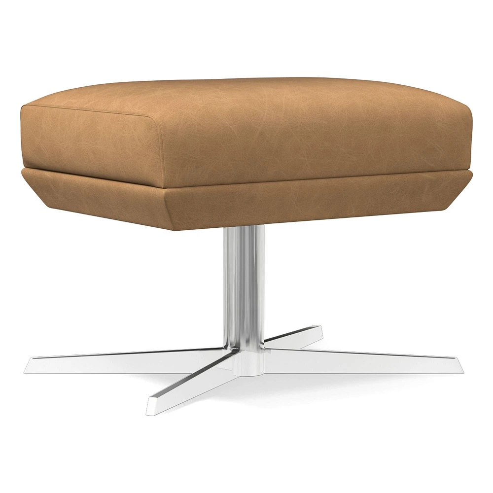 Austin Swivel Ottoman, Poly, Saddle Leather, Nut, Dark Bronze