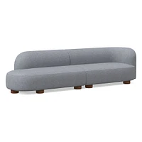 Laurent 122.5" 2-Piece Bumper Sofa, Left-Arm 2 Seater Right-Arm Performance Yarn Dyed Linen Weave, Alabaster, Blonde