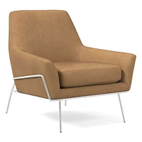 Lucas Wire Base Chair, Poly, Saddle Leather, Nut, Polished Nickel