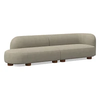 Laurent 122.5" 2-Piece Bumper Sofa, Left-Arm 2 Seater Right-Arm Performance Yarn Dyed Linen Weave, Alabaster, Blonde