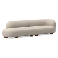 Laurent 122.5" 2-Piece Bumper Sofa, Left-Arm 2 Seater Right-Arm Performance Yarn Dyed Linen Weave, Alabaster, Blonde