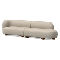 Laurent 122.5" 2-Piece Bumper Sofa, Left-Arm 2 Seater Right-Arm Performance Yarn Dyed Linen Weave, Alabaster, Blonde