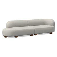 Laurent 122.5" 2-Piece Bumper Sofa, Left-Arm 2 Seater Right-Arm Performance Yarn Dyed Linen Weave, Alabaster, Blonde