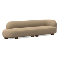 Laurent 122.5" 2-Piece Bumper Sofa, Left-Arm 2 Seater Right-Arm Performance Yarn Dyed Linen Weave, Alabaster, Blonde